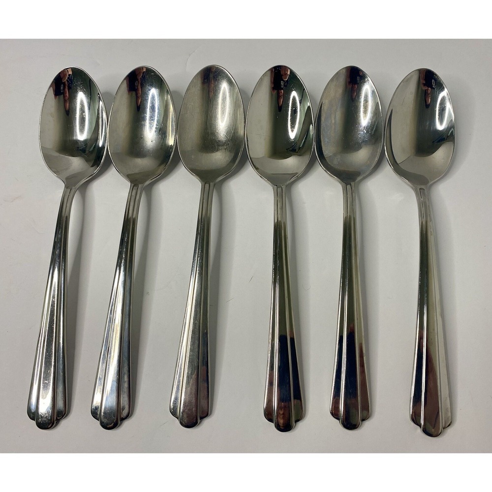 Hampton Silversmiths CENTRAL 8" Oval Place Soup Spoons 18/10 Stainless Lot 6 #2